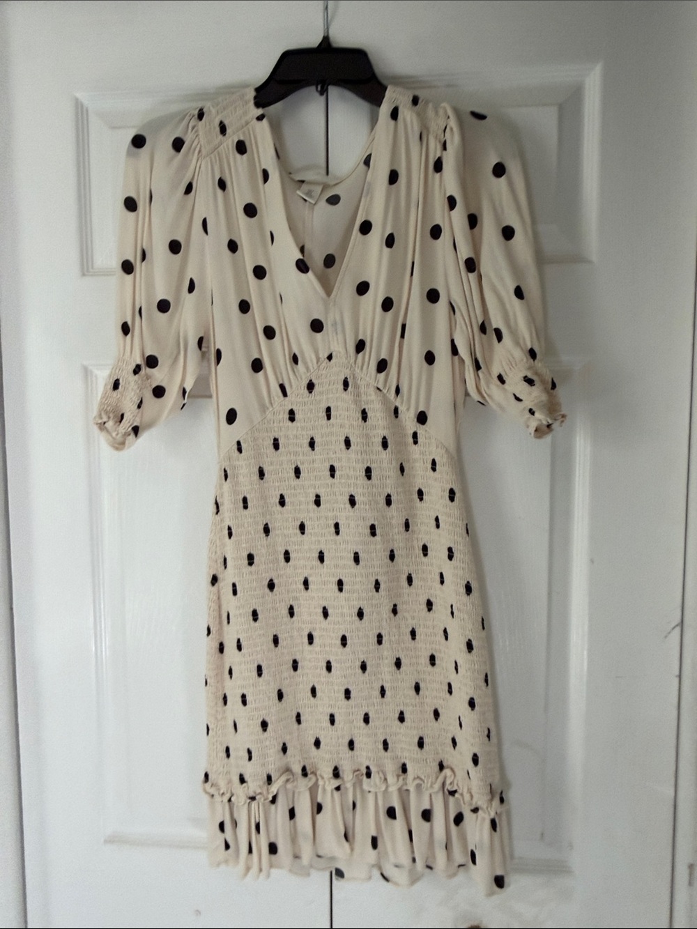 H&M Cream Mini Dress with Black Polka Dots